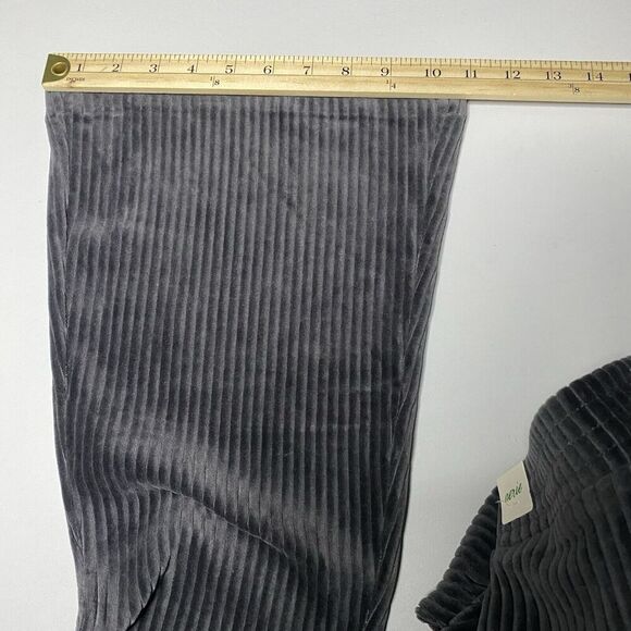 AERIE NWT Velour High Rise Ribbed Flare Charcoal Gray Pants XS - Picture 4 of 7